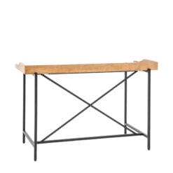 Industrial Black Metal And Oak Wood Veneer Desk