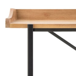 Industrial Black Metal And Oak Wood Veneer Desk