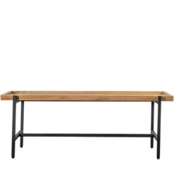 Industrial Black Metal And Oak Wood Veneer Rectangular Coffee Table 110cm