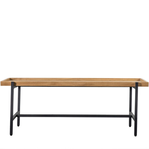 Industrial Black Metal And Oak Wood Veneer Rectangular Coffee Table 110cm