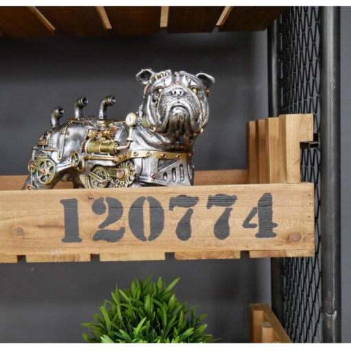Industrial Black Metal And Removable Wooden Crates 4 Tier Open Shelving Unit With Wheels 138cm