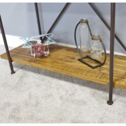 Industrial Black Metal And Solid Mango Wood 4 Tier Shelving Unit 142cm