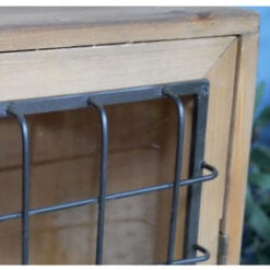 Industrial Black Metal And Solid Wood 2 Glass Door Display Cabinet 142cm