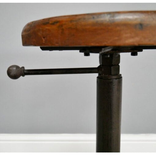 Industrial Black Metal And Solid Wood Height Adjustable Bar Stool