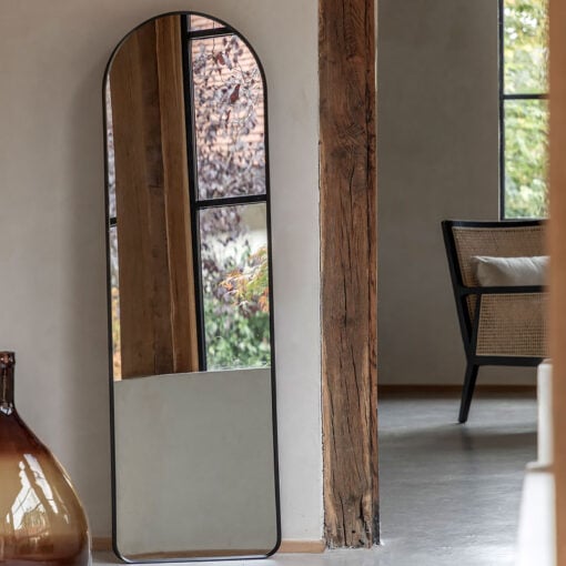 Industrial Black Metal Arch Floor Mirror Wall Mirror 150cm