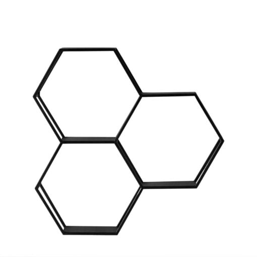 Industrial Black Metal Honeycomb Design Wall Shelving Unit 70cm