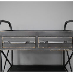 Industrial Distressed Black Metal 2 Drawer 3 Tier Open Shelving Unit 100cm