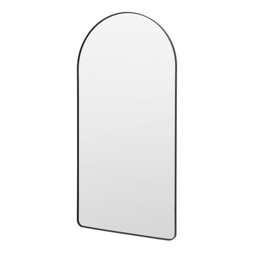 Industrial Full Length Floor Leaner Arched Black Metal Mirror 180cm