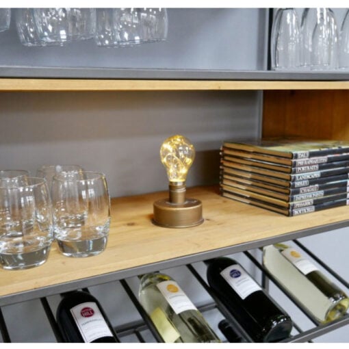 Industrial Grey Metal 2 Door Tall Shelving Bar Drinks Cabinet With Glass And Wine Storage 180cm