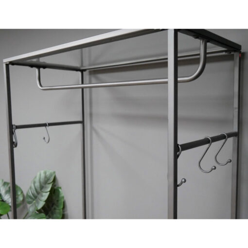 Industrial Grey Metal And Solid Wood 4 Drawer Hall Stand Coat Hanger 180cm