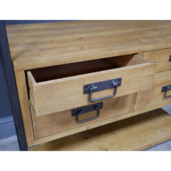 Industrial Grey Metal And Solid Wood 4 Drawer Hall Stand Coat Hanger 180cm