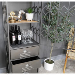 Industrial Grey Metal Locker Style 1 Door 3 Drawer Tall Display Shelving Unit Cabinet 137cm