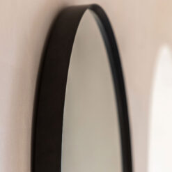 Industrial Large Arched Black Metal Wall Mirror 90cm