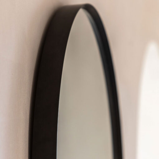 Industrial Large Arched Black Metal Wall Mirror 90cm