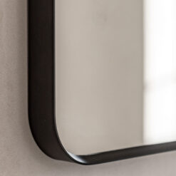 Industrial Large Arched Black Metal Wall Mirror 90cm