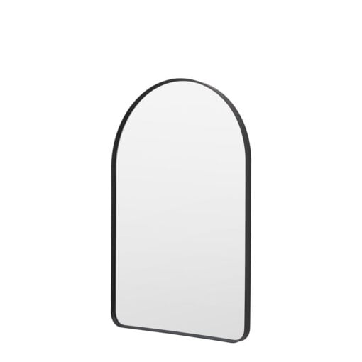 Industrial Large Arched Black Metal Wall Mirror 90cm