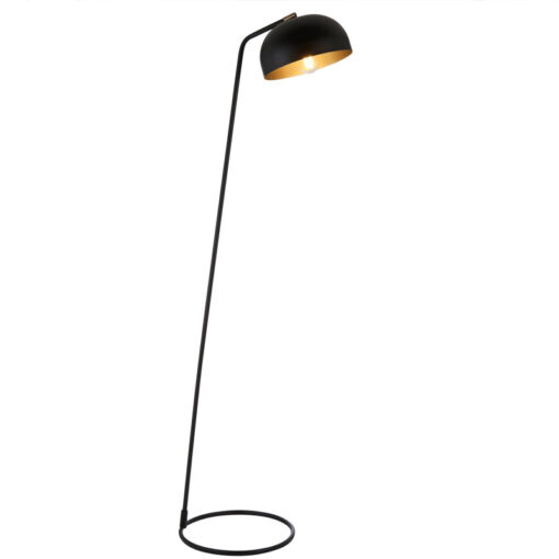 Industrial Matt Black And Antique Brass Meal Floor Lamp 145cm