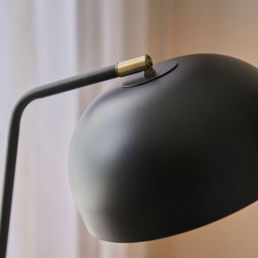 Industrial Matt Black And Antique Brass Meal Floor Lamp 145cm