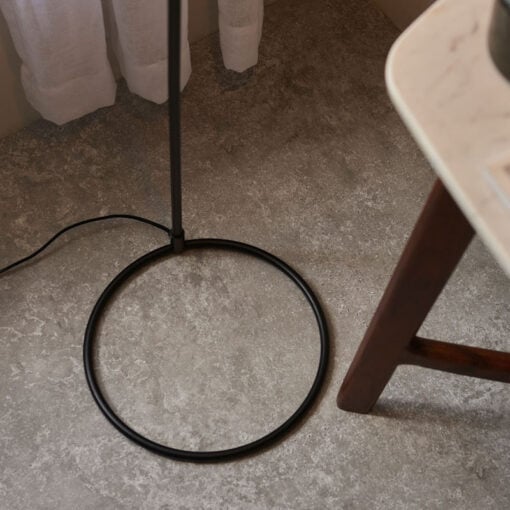 Industrial Matt Black And Antique Brass Meal Floor Lamp 145cm