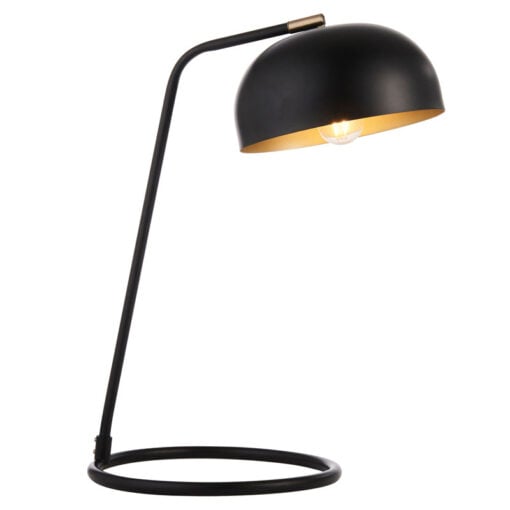 Industrial Matt Black And Antique Brass Meal Table Lamp 47cm