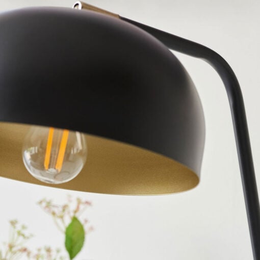 Industrial Matt Black And Antique Brass Meal Table Lamp 47cm