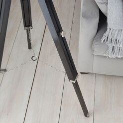 Industrial Nautical Black Wood And Silver Nickel Tripod Floor Lamp