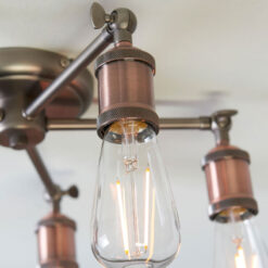 Industrial Retro 5 Light Aged Copper And Pewter Metal Ceiling Light 55cm