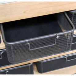 Industrial Retro Black Metal And Solid Wood 5 Crates Cabinet Sideboard With Glass Lift Top
