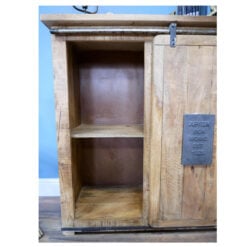 Industrial Rustic Black Metal And Solid Light Mango Wood 4 Drawer 1 Sliding Door Sideboard Cabinet