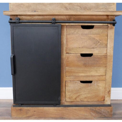 Industrial Rustic Black Metal And Solid Mango Wood 2 Piece Tall Dresser Display Cabinet 211cm