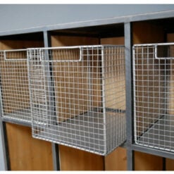 Industrial Steel Grey Metal And Solid Wood 3 Door 3 Crate Hall Stand Coat Hanger 164cm