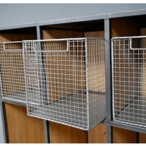 Industrial Steel Grey Metal And Solid Wood 3 Door 3 Crate Hall Stand Coat Hanger 164cm