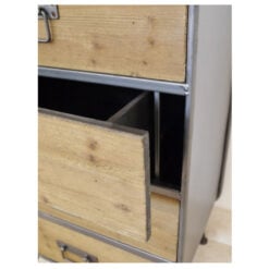 Retro Industrial Grey Metal And Solid Wood 4 Drawer Chest Of Drawers 83cm