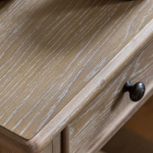 Rustic Country Cottage Light Oak Wood 1 Shelf 1 Drawer Bedside Cabinet With Hand Carved Bobbin Detail Legs