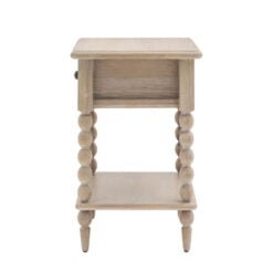 Rustic Country Cottage Light Oak Wood 1 Shelf 1 Drawer Bedside Cabinet With Hand Carved Bobbin Detail Legs