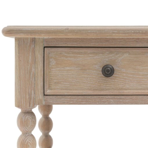 Rustic Country Cottage Light Oak Wood 1 Shelf 1 Drawer Bedside Cabinet With Hand Carved Bobbin Detail Legs