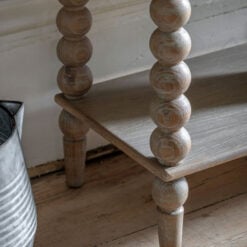 Rustic Country Cottage Light Oak Wood 2 Drawer 2 Tier Large Console Table With Hand Carved Bobbin Detail Legs 165cm