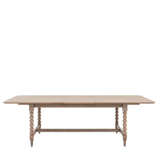 Rustic Country Cottage Light Oak Wood Extending 8 Seater Dining Table With Hand Carved Bobbin Detail Legs 200-250cm