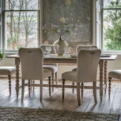 Rustic Country Cottage Light Oak Wood Extending 8 Seater Dining Table With Hand Carved Bobbin Detail Legs 200-250cm