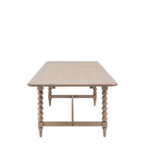 Rustic Country Cottage Light Oak Wood Extending 8 Seater Dining Table With Hand Carved Bobbin Detail Legs 200-250cm
