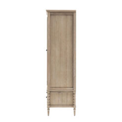 Rustic Country Cottage Light Oak Wood Large 2 Door 1 Drawer Wardrobe With Hand Carved Bobbin Detail Legs 195cm