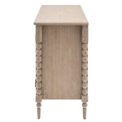 Rustic Country Cottage Light Oak Wood Large 2 Door 3 Drawer Sideboard With Hand Carved Bobbin Detail Legs 165cm