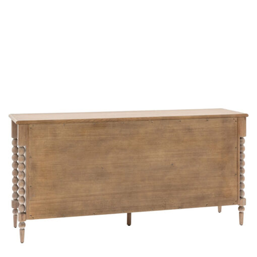 Rustic Country Cottage Light Oak Wood Large 2 Door 3 Drawer Sideboard With Hand Carved Bobbin Detail Legs 165cm