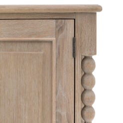 Rustic Country Cottage Light Oak Wood Large 2 Door 3 Drawer Sideboard With Hand Carved Bobbin Detail Legs 165cm