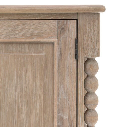Rustic Country Cottage Light Oak Wood Large 2 Door 3 Drawer Sideboard With Hand Carved Bobbin Detail Legs 165cm
