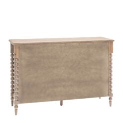 Rustic Country Cottage Light Oak Wood Large 7 Drawer Chest Of Drawers With Hand Carved Bobbin Detail Legs 140cm