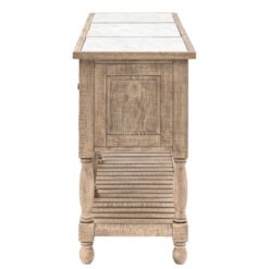 Rustic Country Farmhouse 2 Tier 2 Door 2 Drawer Light Wood Large Sideboard With White Marble Top 180cm