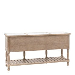 Rustic Country Farmhouse 2 Tier 2 Door 2 Drawer Light Wood Large Sideboard With White Marble Top 180cm