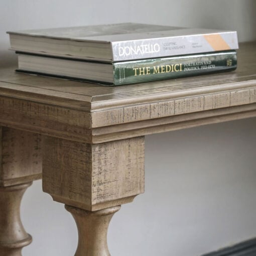 Rustic Country Farmhouse 2 Tier Solid Light Wood Large Pillar Console Table 160cm