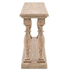 Rustic Country Farmhouse 2 Tier Solid Light Wood Large Pillar Console Table 160cm